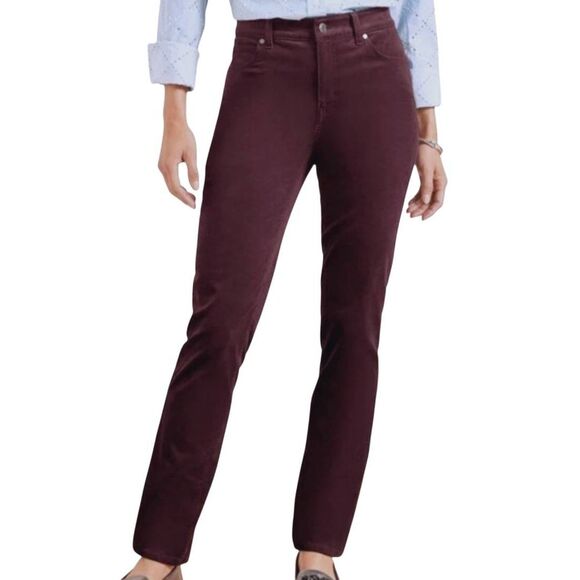 Talbots Pants Women's 14 Plum High Rise Straight Leg Stretch Corduroy - Picture 1 of 5